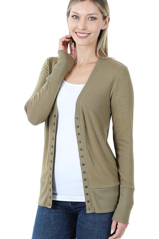 Snap Up Cardigan - Khaki