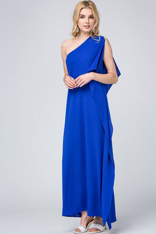 One Shoulder Maxi Dress - Royal