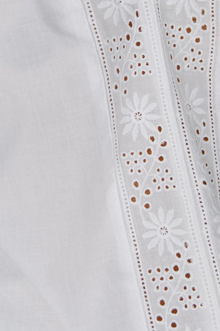 Embroidered Eyelet Cap Sleeve Top - White