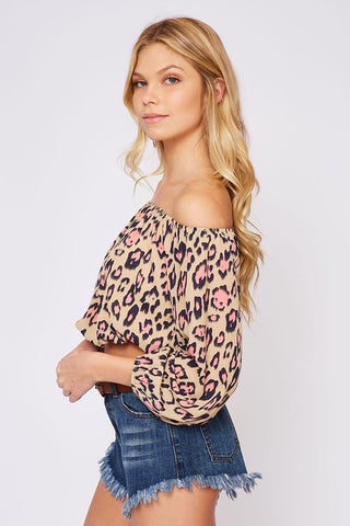 Leopard Print Off Shoulder Top