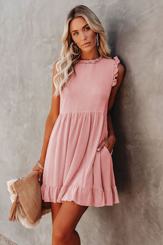 Sleeveless Chiffon Dress - Pink