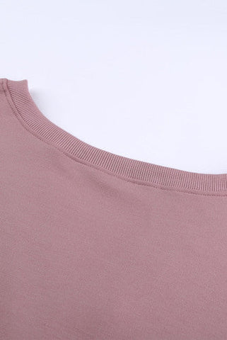 Casual Pullover Top with Buttons - Pink