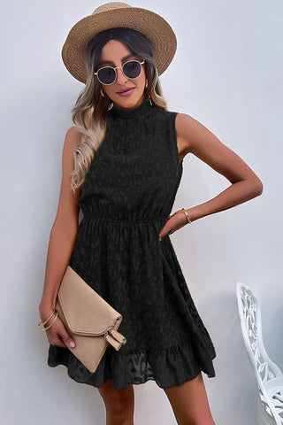 Sleeveless Leopard Dress - Black