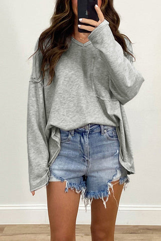 Drop Sleeve Fall Top - Gray