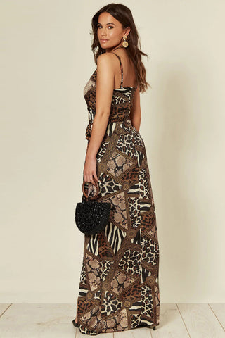 Front Slit Maxi Dress - Leopard
