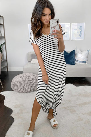T-Shirt Dress - White and Black