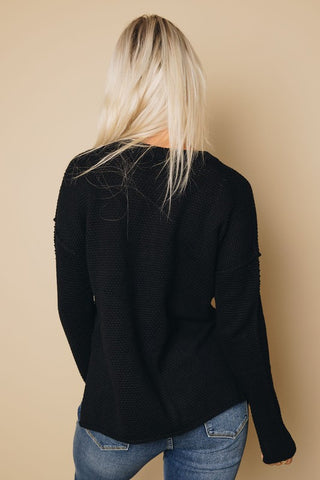 Henley Style Sweater - Black