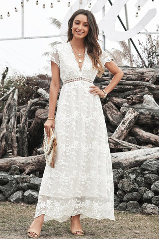 Little Flowers White Lace Dress