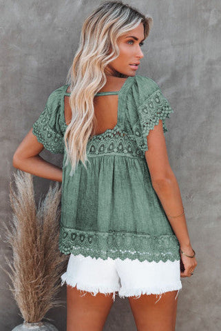 Lace Baby Doll Top - Green
