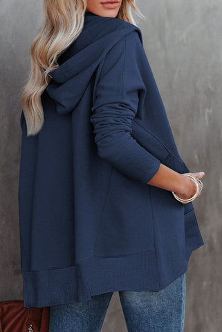 Henley Style Fall Hoodie - Navy