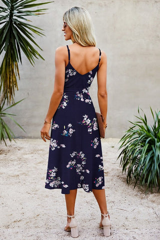 Belted Midi Dress - Navy