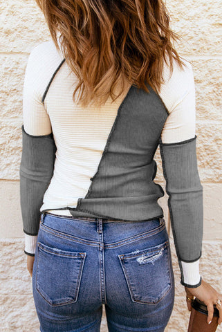 Color Block Thermal Top - Gray