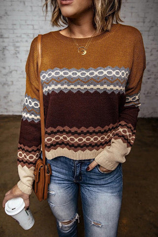 Fair Isle Sweater - Brown and Rust