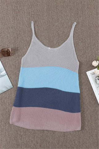 Sweater Knit Color Block Tank - Gray and Navy