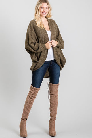 Ultra Soft Dolman Sleeve Cardigan - Olive