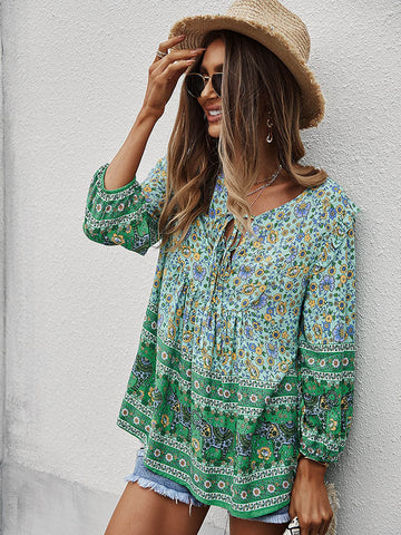 Flowy Fit Boho Top - Green