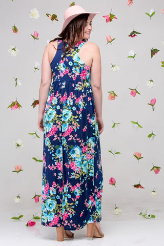 Garden Party Maxi Dress Plus - Navy