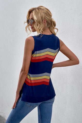 Rainbow Sleeveless Top - Navy