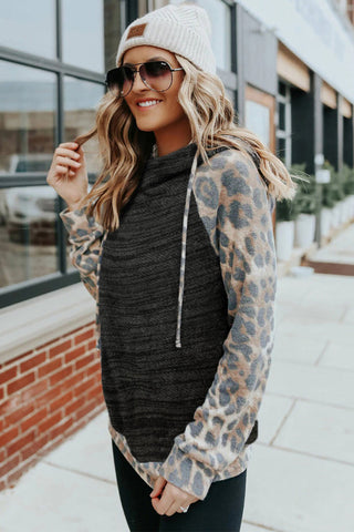 Leopard Hoodie with Button Detail