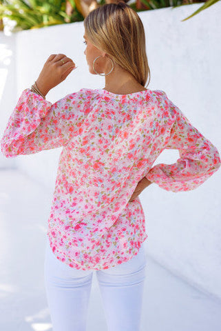 Floral Pullover Blouse - Pink