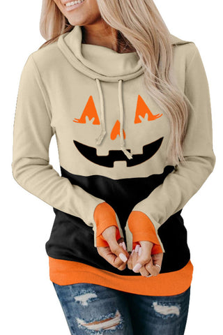 Jack-o'-Lantern Cowl Neck Top