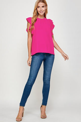 Spring Frills Sleeveless Top - Fuchsia