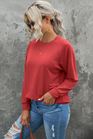Red Raglan Sleeve Sweatshirt