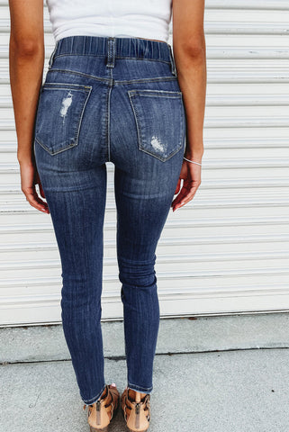 Elastic Waist Skinny Jeans