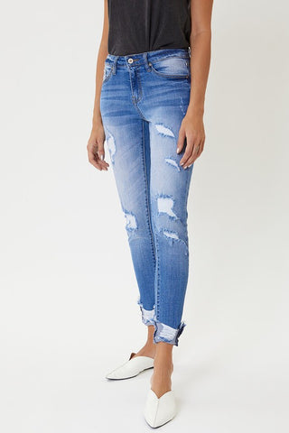 Kan Can Distressed Ankle Skinny Jeans