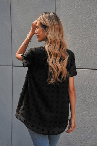 Short Sleeve Boho Top - Black