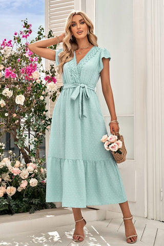 Swiss Dot Lace Maxi Dress - Mint