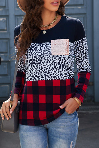 Sequined Buffalo Plaid Top