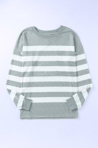 Soft Striped Long Sleeve Top - Gray