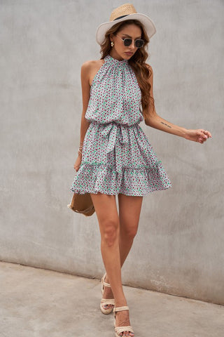 Mint and Pink Ruffle Hem Dress