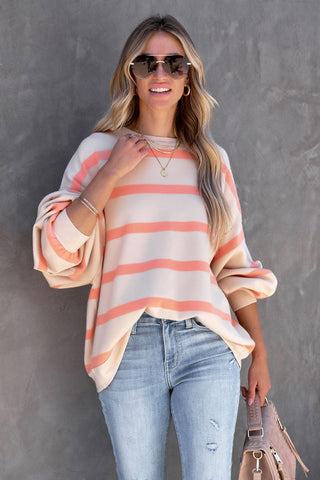 Striped Sweatshirt - Peach