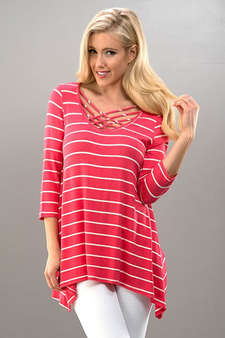 Sail Off Criss Cross Top - Coral