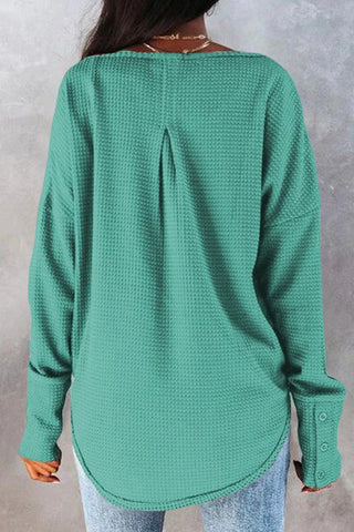 Button Sleeve Thermal Top - Green