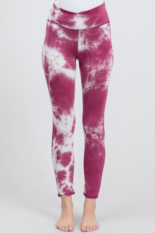 Tie Dye Knit Leggings - Berry and Ivory