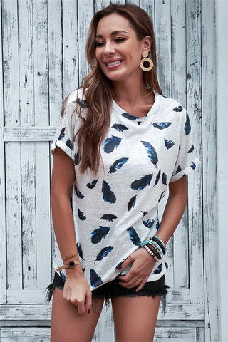 Feather Print Top