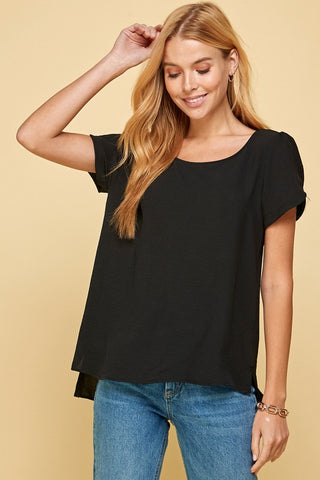 Crinkle Fabric Top - Black