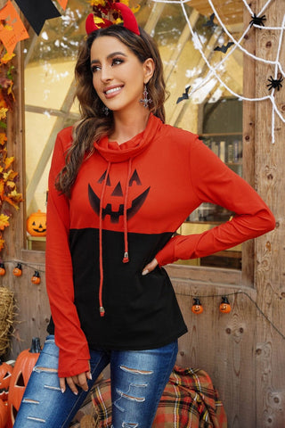 Jack ‘O Lantern Cowl Neck Top - Orange