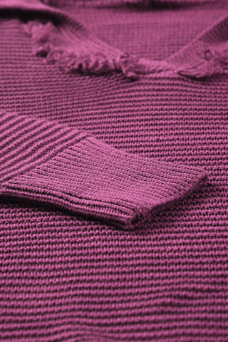 V-Neck Sweater Hoodie - Burgundy/Purple