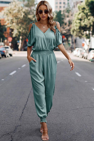 Cold Shoulder Jumpsuit - Mint