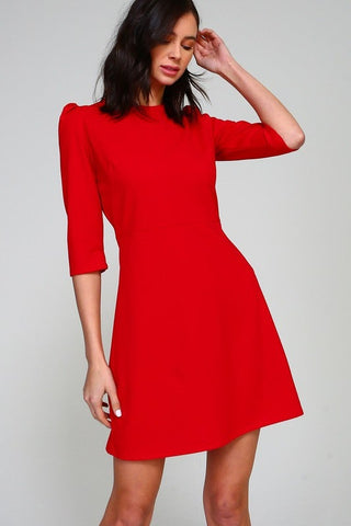 Half Sleeve Mini Dress - Red