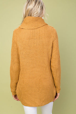 Crisp Fall Air Cowl Neck Sweater - Camel