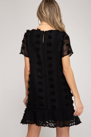 Flouncy Shift Dress - Black