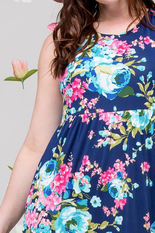 Garden Party Maxi Dress Plus - Navy