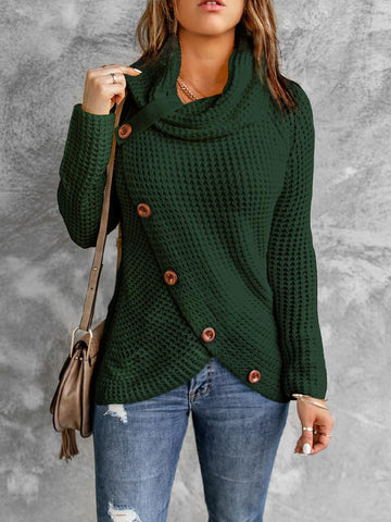 Wrap Turtleneck Sweater - Hunter Green