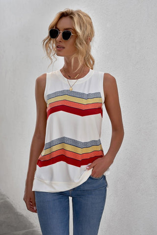 Rainbow Sleeveless Top - Navy