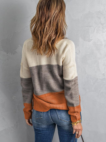 Fall Color Block Sweater - Orange
